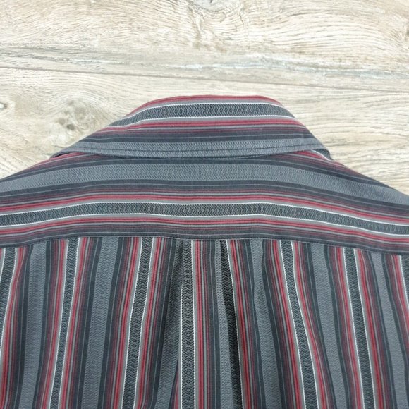 Tasso Elba Mens XL Long Sleeve Shirt Office Business Dress Designer Maroon Black - Picture 8 of 10